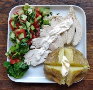 Chicken Salad with Baked Potato